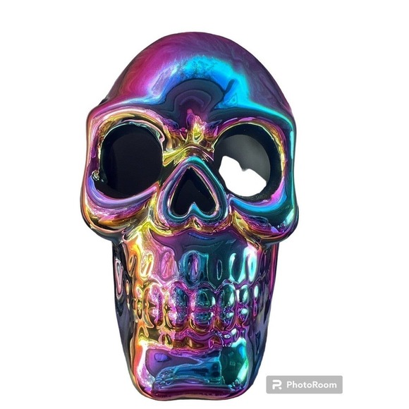 Iridescent Porcelain Halloween Skull - Picture 1 of 9